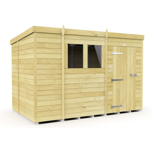11 x 7 Feet Pent Shed - Single Door With Windows - Wood - L214 x W329 x H201 cm