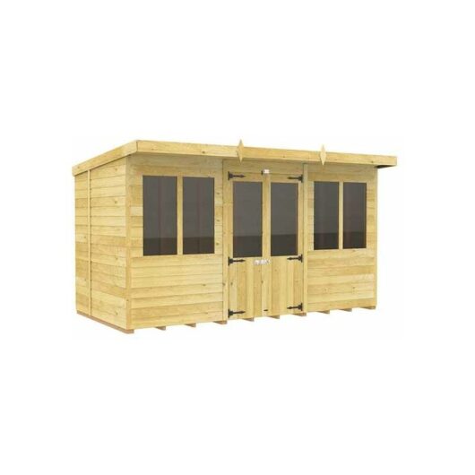 12ft x 8ft Pent Summer House - Wood - L 231 x W 358 x H 201 cm
