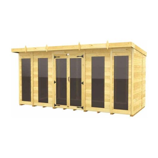 14ft x 8ft Pent Summer House (Full Height Window) - Wood - L 231 x W 417 x H 201 cm