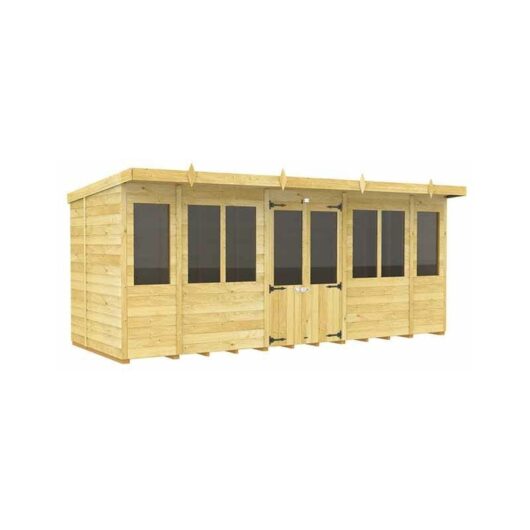 16ft x 6ft Pent Summer House - Wood - L 178 x W 474 x H 201 cm