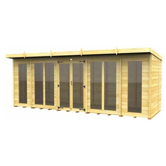 18ft x 5ft Pent Summer House (Full Height Window) - Wood - L 147 x W 533 x H 201 cm