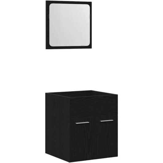 2 Piece Bathroom Furniture Set Black Oak Engineered Wood Vidaxl