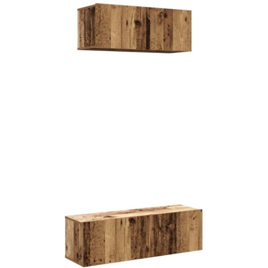 2 Piece TV Cabinet Set Wall-mounted Old Wood Engineered Wood vidaXL