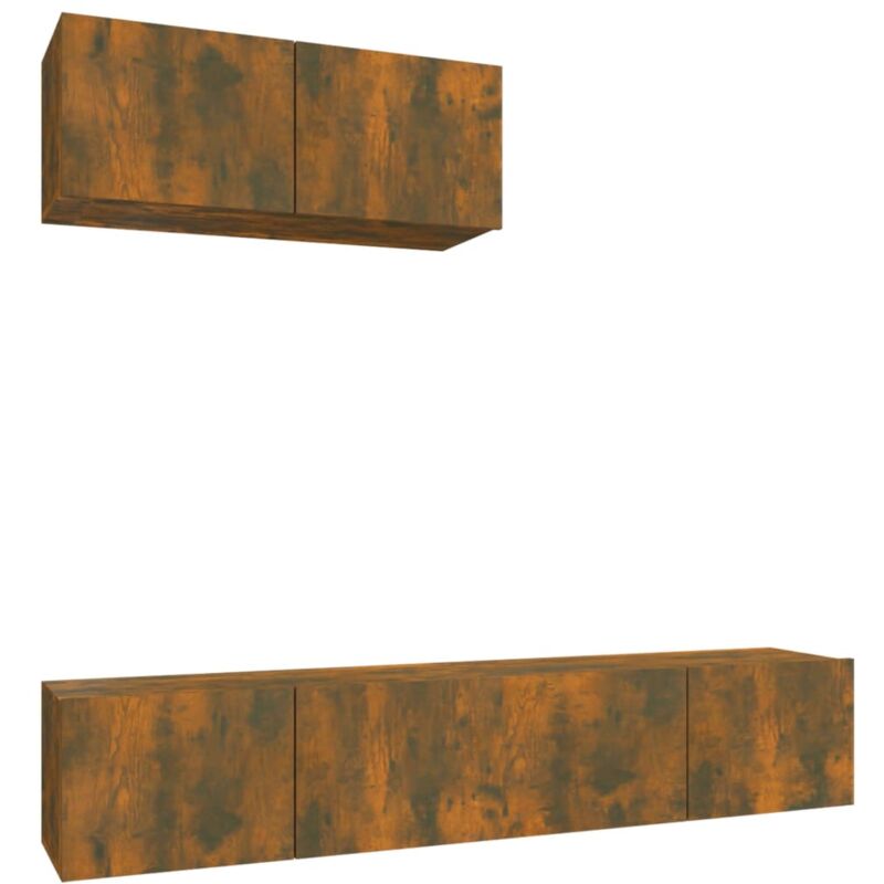 3 Piece tv Cabinet Set Smoked Oak Engineered Wood Vidaxl