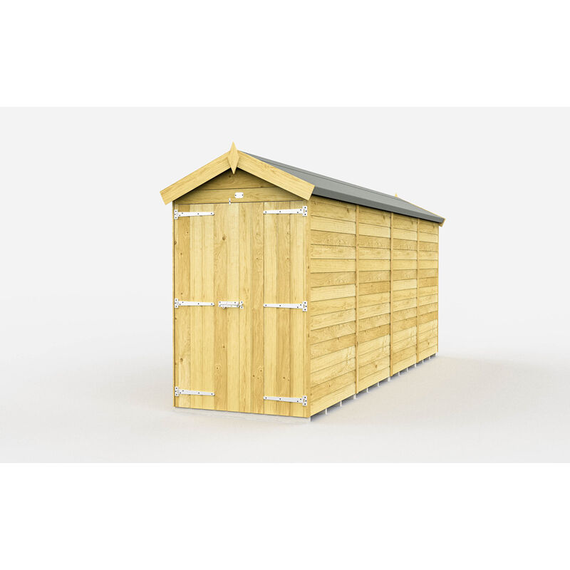 4 x 15 Feet Apex Shed - Double Door Without Windows - Wood - L454 x W118 x H217 cm