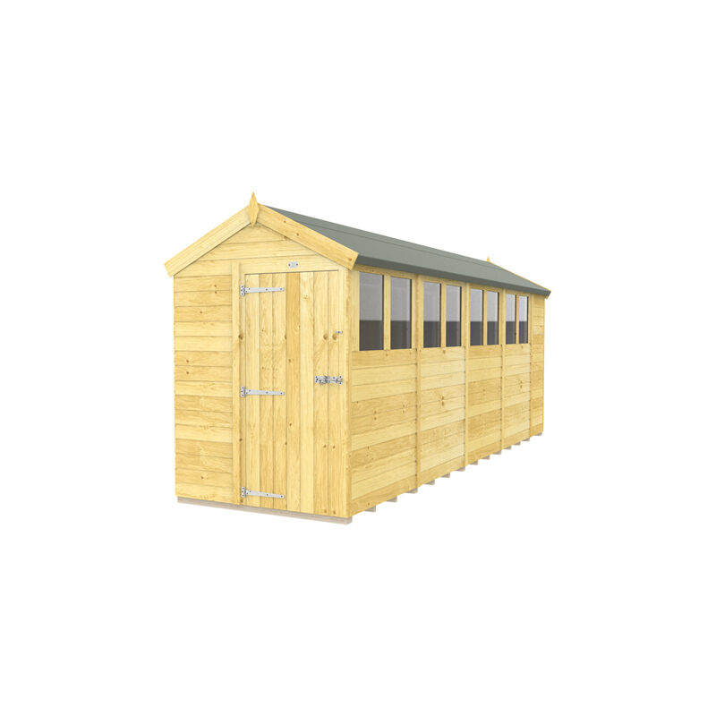 5 x 18 Feet Apex Shed - Single Door With Windows - Wood - L533 x W147 x H217 cm