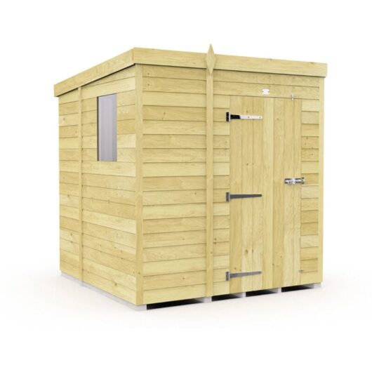 5 x 6 Feet Pent Shed - Single Door With Windows - Wood - L178 x W158 x H201 cm