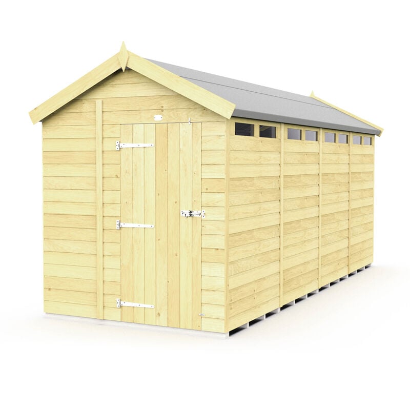 6 x 16 Feet Apex Security Shed - Single Door - Wood - L472 x W175 x H217 cm