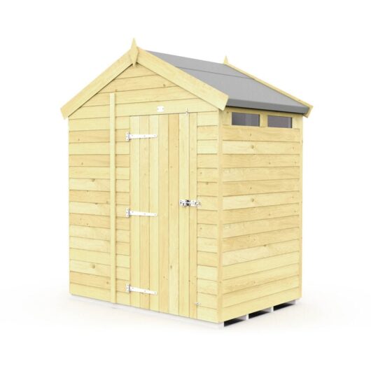 6 x 4 Feet Apex Security Shed - Single Door - Wood - L127 x W175 x H217 cm