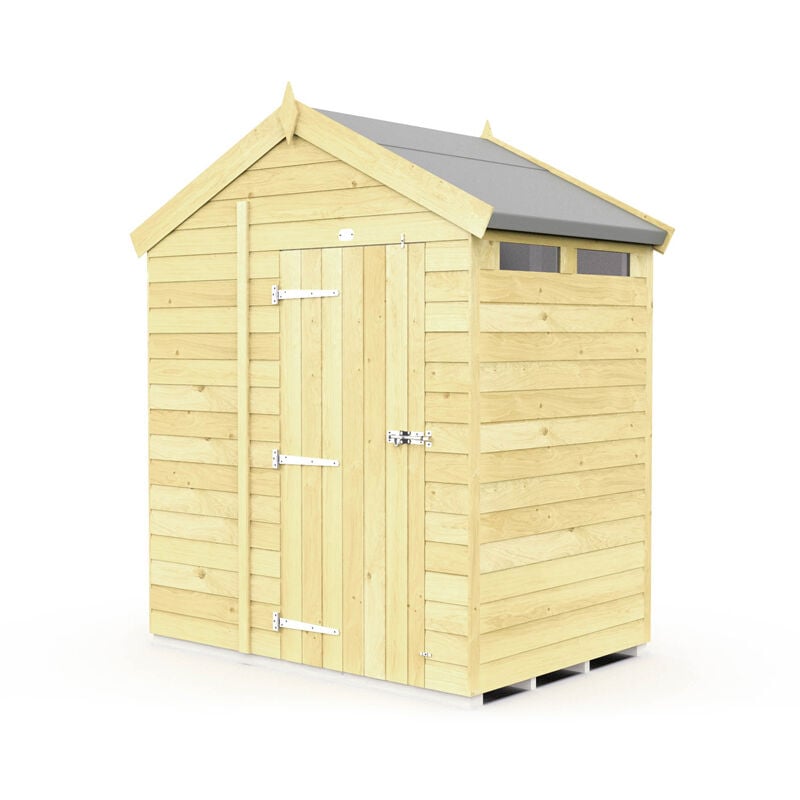 6 x 4 Feet Apex Security Shed - Single Door - Wood - L127 x W175 x H217 cm
