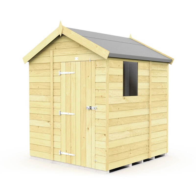 6 x 5 Feet Apex Shed - Single Door With Windows - Wood - L158 x W175 x H217 cm