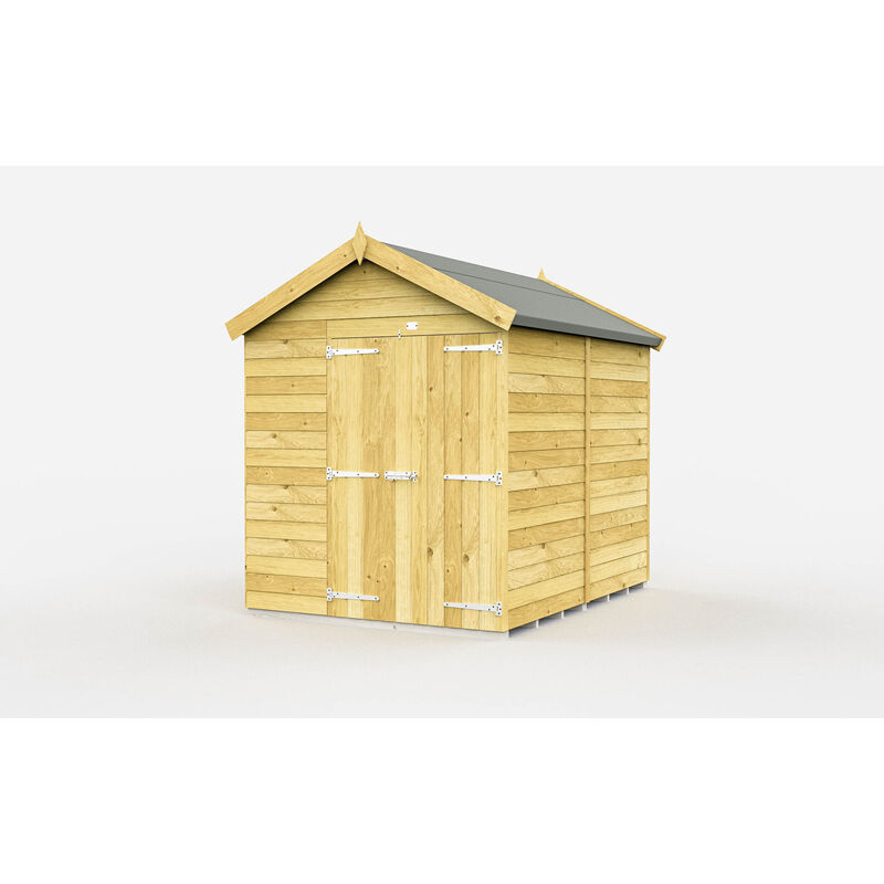 6 x 7 Feet Apex Shed - Double Door Without Windows - Wood - L214 x W175 x H217 cm