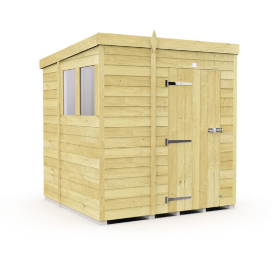 6 x 7 Feet Pent Shed - Single Door With Windows - Wood - L214 x W185 x H201 cm