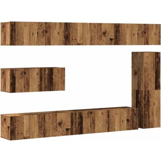 7 Piece TV Cabinet Set Wall-mounted Old Wood Engineered Wood vidaXL
