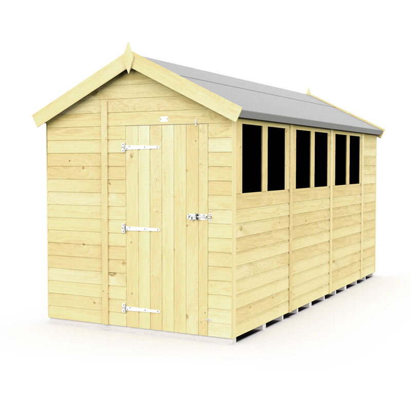 7 x 14 Feet Apex Shed - Single Door With Windows - Wood - L417 x W214 x H217 cm