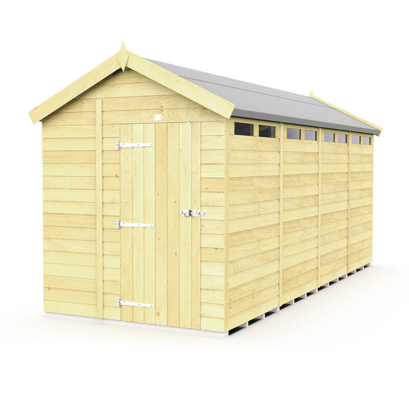 7 x 16 Feet Apex Security Shed - Single Door - Wood - L472 x W214 x H217 cm