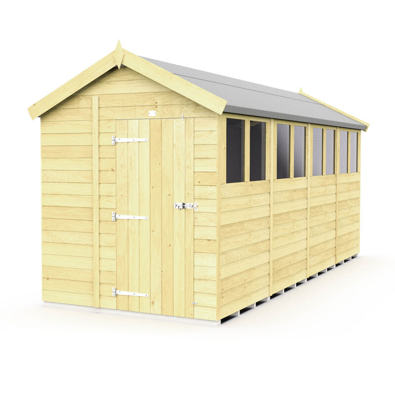 7 x 16 Feet Apex Shed - Single Door With Windows - Wood - L472 x W214 x H217 cm