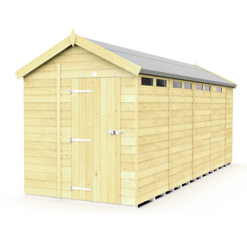 7 x 17 Feet Apex Security Shed - Single Door - Wood - L503 x W214 x H217 cm