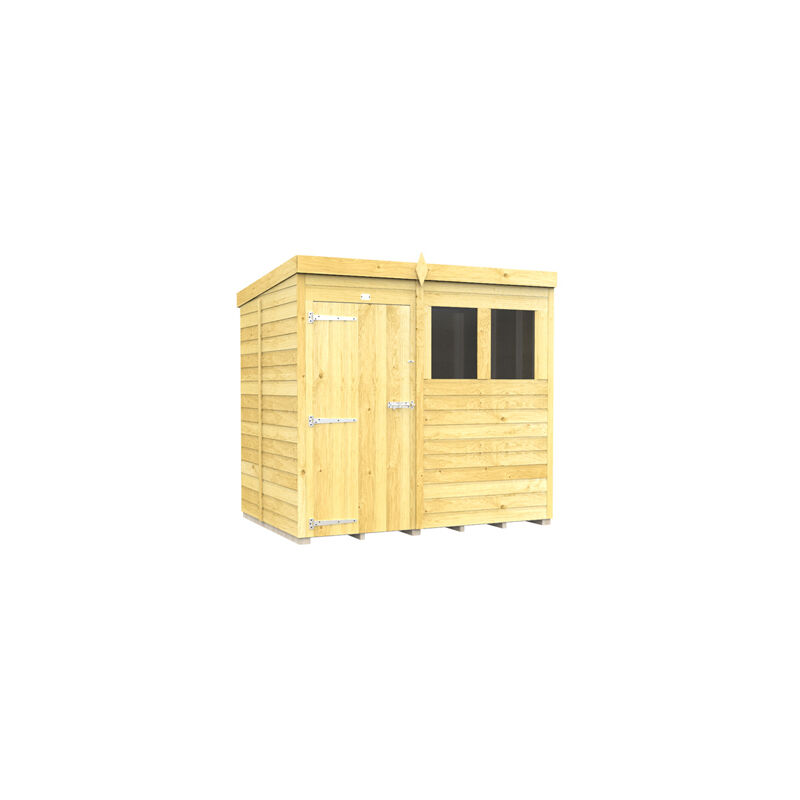 7 x 5 Feet Pent Shed - Single Door With Windows - Wood - L147 x W214 x H201 cm