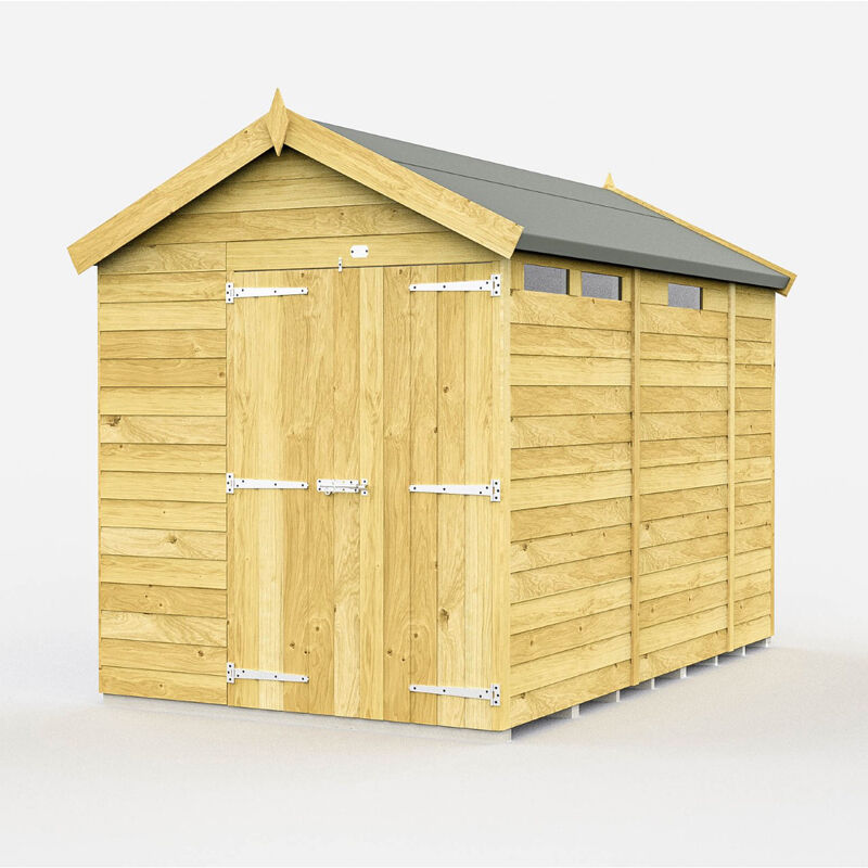 7 x 9 Feet Apex Security Shed - Double Door - Wood - L272 x W214 x H217 cm