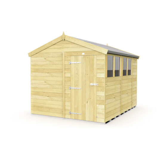8 x 11 Feet Apex Shed - Single Door With Windows - Wood - L329 x W231 x H217 cm