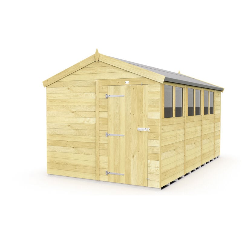 8 x 15 Feet Apex Shed - Single Door With Windows - Wood - L454 x W231 x H217 cm