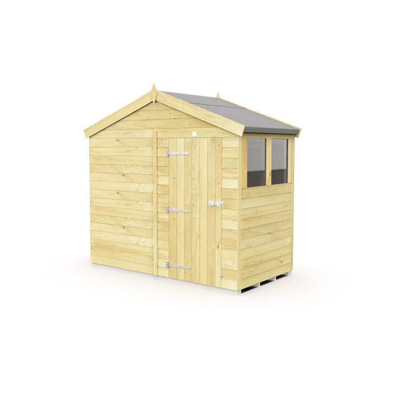 8 x 4 Feet Apex Shed - Single Door With Windows - Wood - L127 x W231 x H217 cm