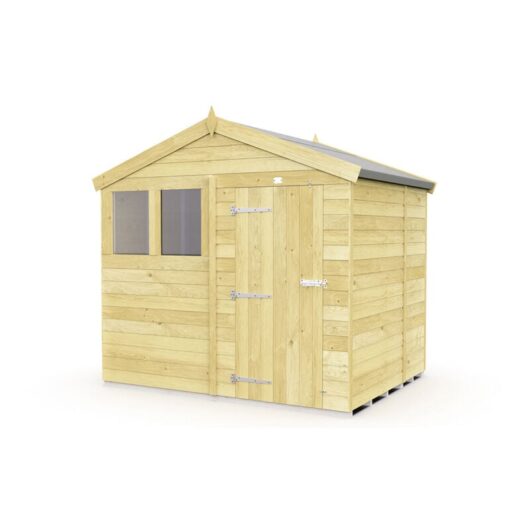 8 x 5 Feet Apex Shed - Single Door With Windows - Wood - L158 x W231 x H217 cm