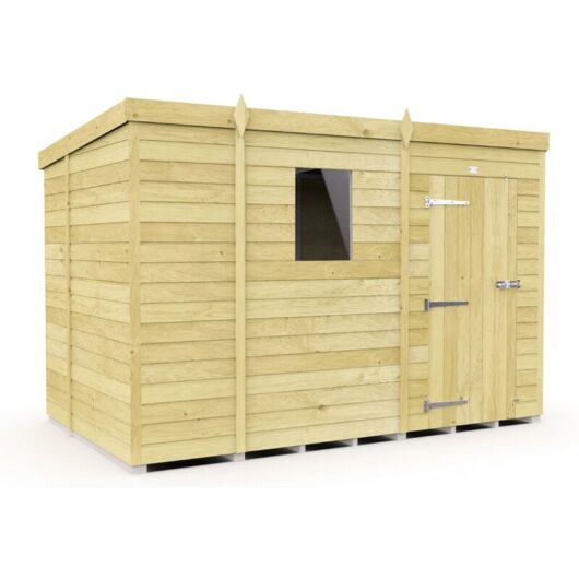 9 x 7 Feet Pent Shed - Single Door With Windows - Wood - L214 x W276 x H201 cm