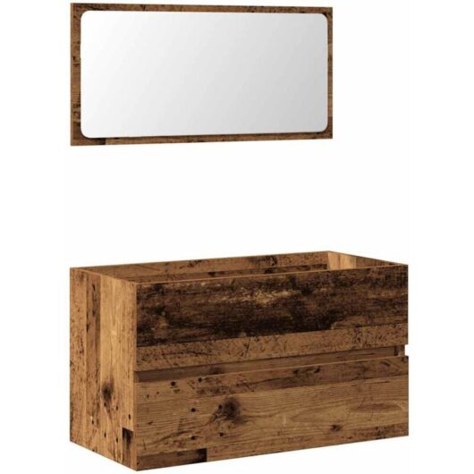 Bathroom Cabinet with Mirror Old Wood Engineered Wood Vidaxl