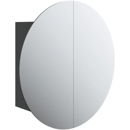 Bathroom Cabinet with Round Mirror&LED Black 40x40x17.5 cm vidaXL
