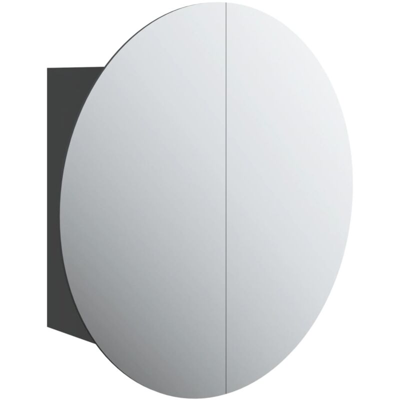 Bathroom Cabinet with Round Mirror&LED Black 40x40x17.5 cm vidaXL