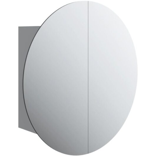 Bathroom Cabinet with Round Mirror&LED Grey 40x40x17.5 cm Vidaxl