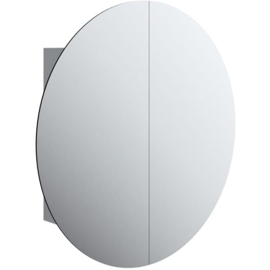 Bathroom Cabinet with Round Mirror&LED Grey 54x54x17.5 cm Vidaxl