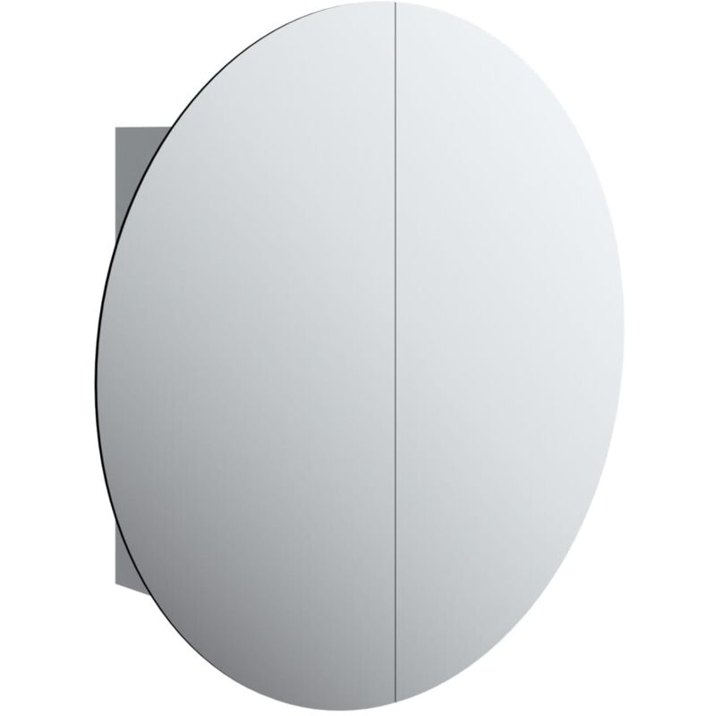 Bathroom Cabinet with Round Mirror&LED Grey 54x54x17.5 cm Vidaxl