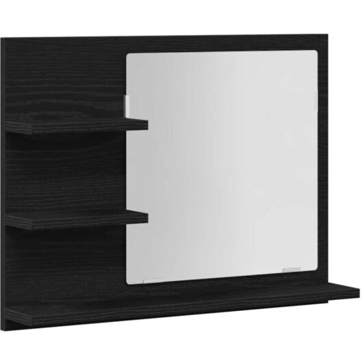 Bathroom Mirror Black Oak 60x10.5x45 cm Engineered Wood Vidaxl