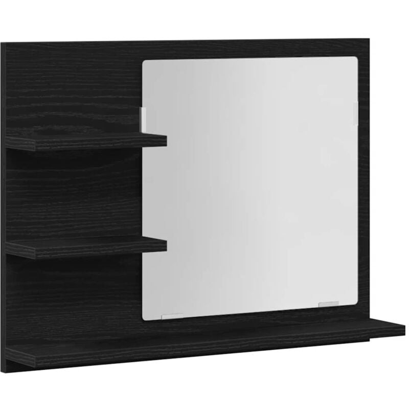 Bathroom Mirror Black Oak 60x10.5x45 cm Engineered Wood Vidaxl