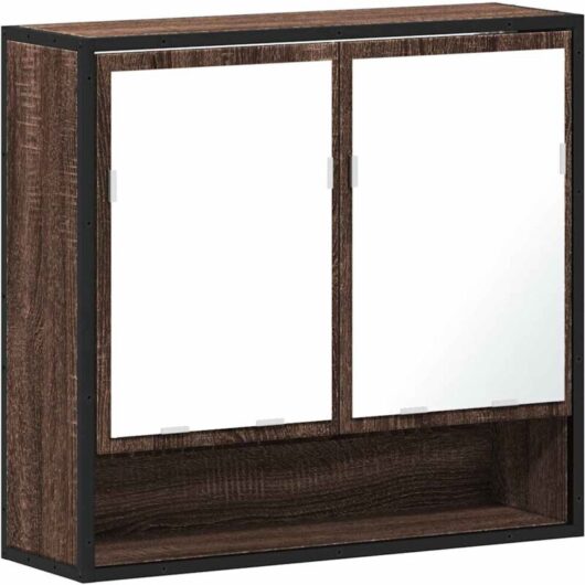 Bathroom Mirror Cabinet Brown Oak 65x20x60 cm Engineered Wood Vidaxl
