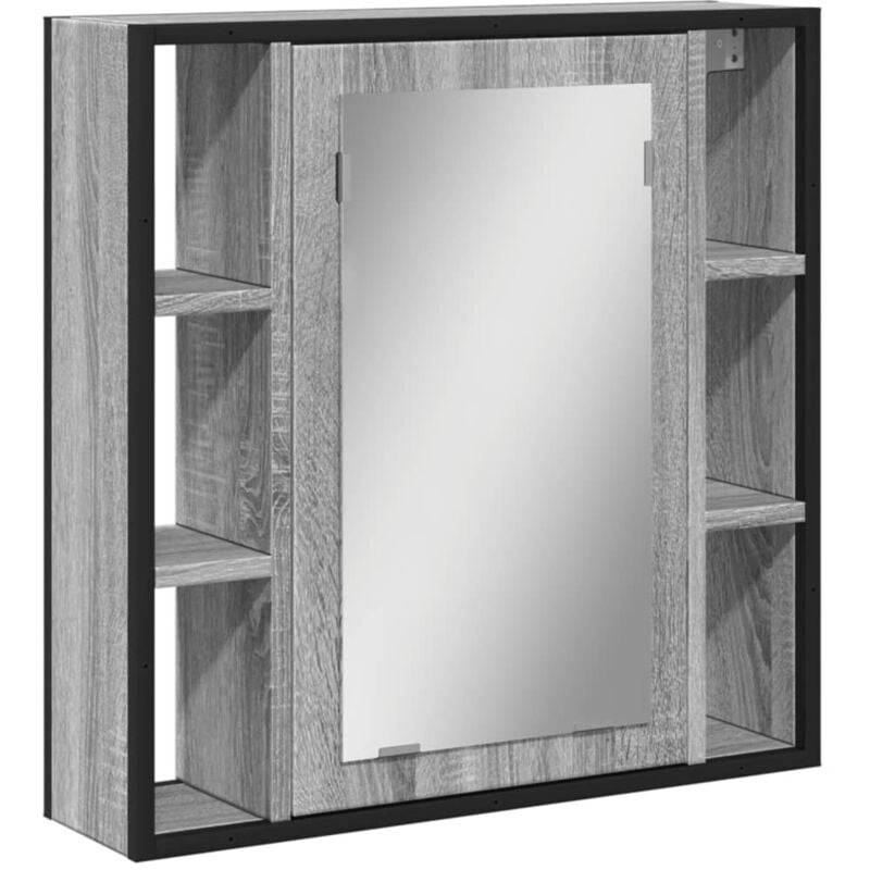 Bathroom Mirror Cabinet Grey Sonoma 60x16x60 cm Engineered Wood Vidaxl