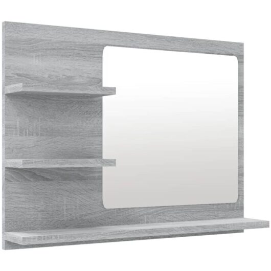 Bathroom Mirror Grey Sonoma 60x10.5x45 cm Engineered Wood Vidaxl