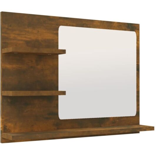 Bathroom Mirror Smoked Oak 60x10.5x45 cm Engineered Wood Vidaxl