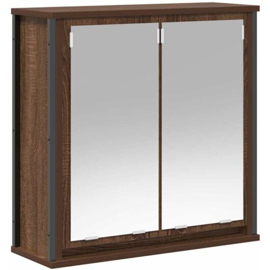 Bathroom Wall Cabinet with Mirror Brown Oak 60x21x60 cm Vidaxl