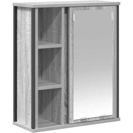Bathroom Wall Cabinet with Mirror Grey Sonoma 50x21x60 cm Vidaxl