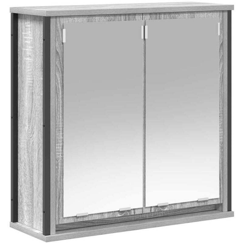 Bathroom Wall Cabinet with Mirror Grey Sonoma 60x21x60 cm Vidaxl