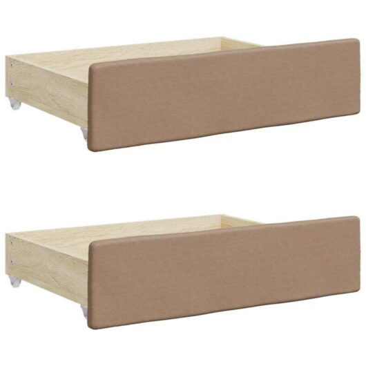 Bed Drawers 2 pcs Cappuccino Engineered Wood and Faux Leather Vidaxl