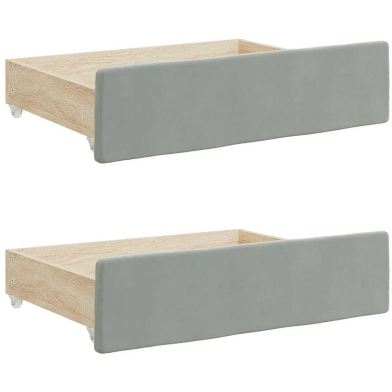 Bed Drawers 2 pcs Light Grey Engineered Wood and Velvet Vidaxl