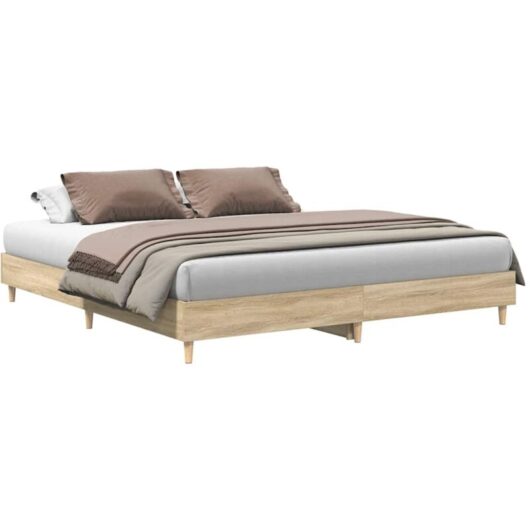 Bed Frame without Mattress Sonoma Oak 160x200cm Engineered Wood Vidaxl