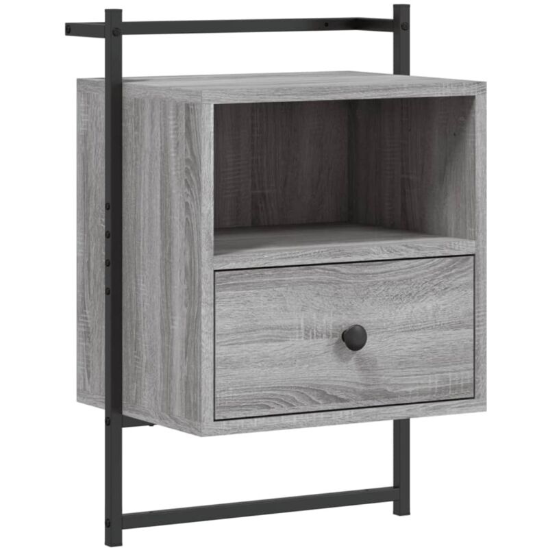 Bedside Cabinet Wall-mounted Grey Sonoma 40x30x61 cm Engineered Wood Vidaxl