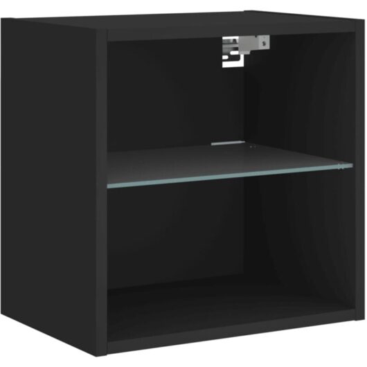 Bedside Cabinet with LED Lights Wall-mounted Black vidaXL