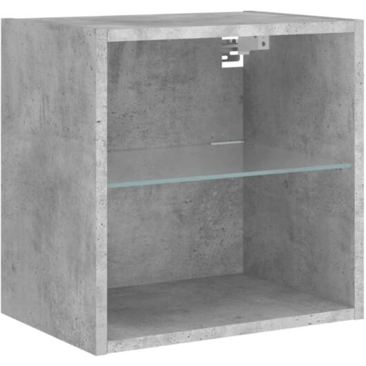 Bedside Cabinet with led Lights Wall-mounted Concrete Grey Vidaxl
